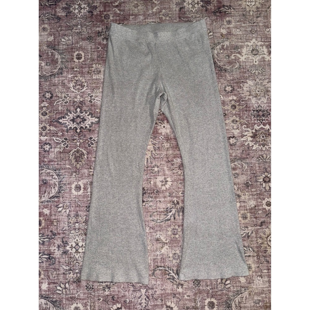 Victoria's Secret PINK Gray Ribbed Knit Flare Lounge Pants XL Regular